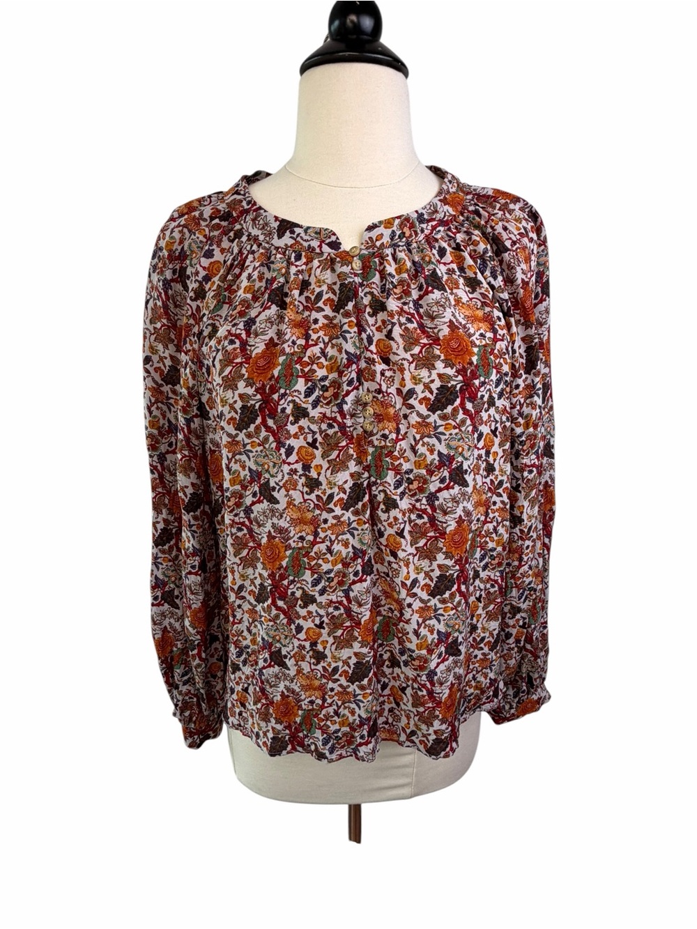 Madewell x Karen Walker 100% Silk Top Floral red orange Blouse - Picture 11 of 16